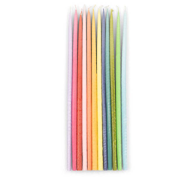 12 Thin Taper Coloured Candles