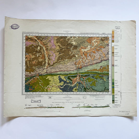 Vintage Geological Survey Map - Guildford & Aldershot