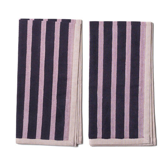 Block Stripe Napkins - Aubergine/Mauve