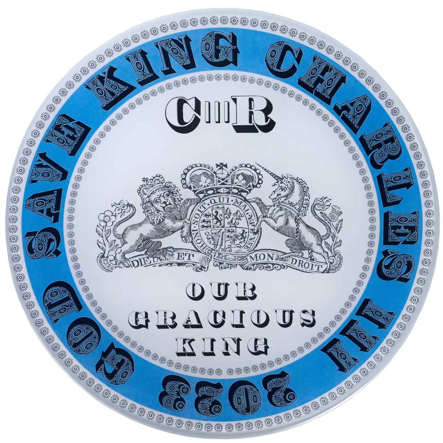 7” 'King Charles III 2023' Commemorative Decoupage Plate - Blue