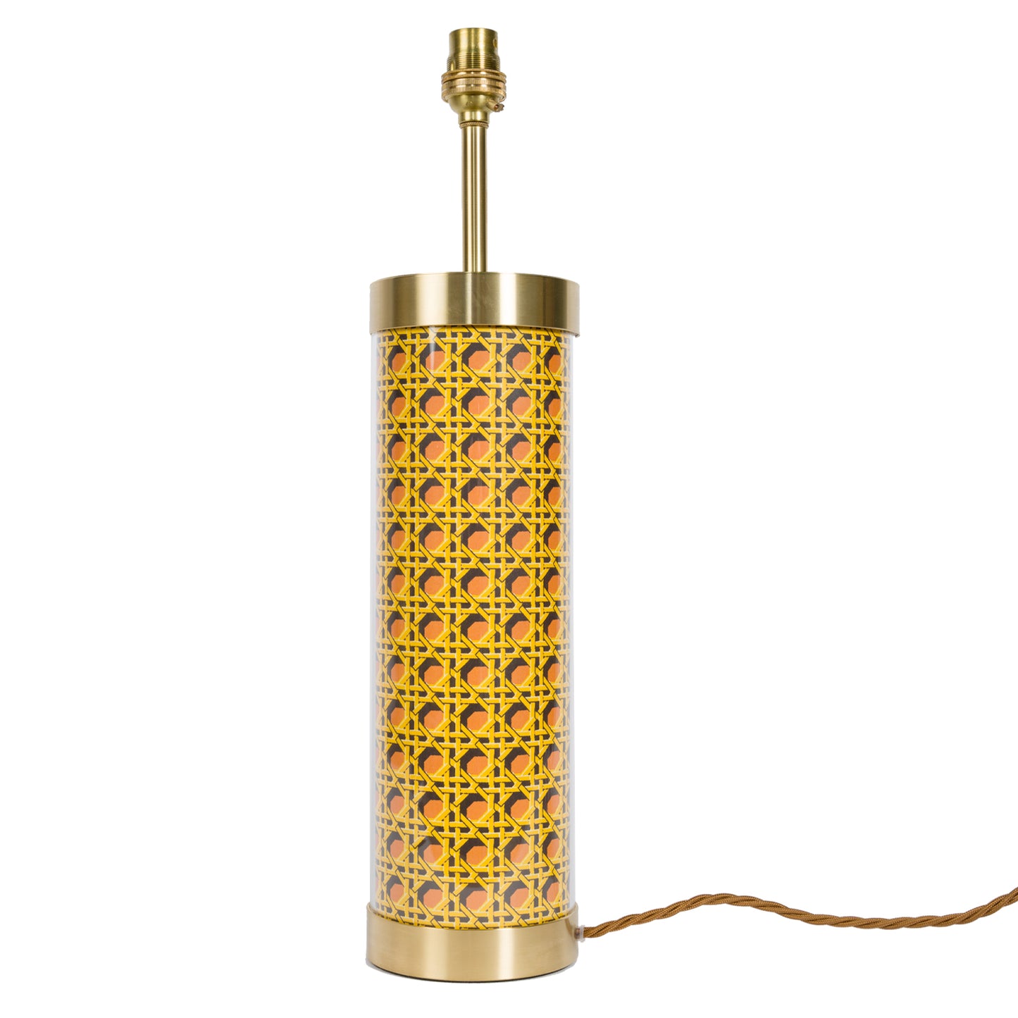 Regency Caning Glass & Brass Lamp - Jasper Red