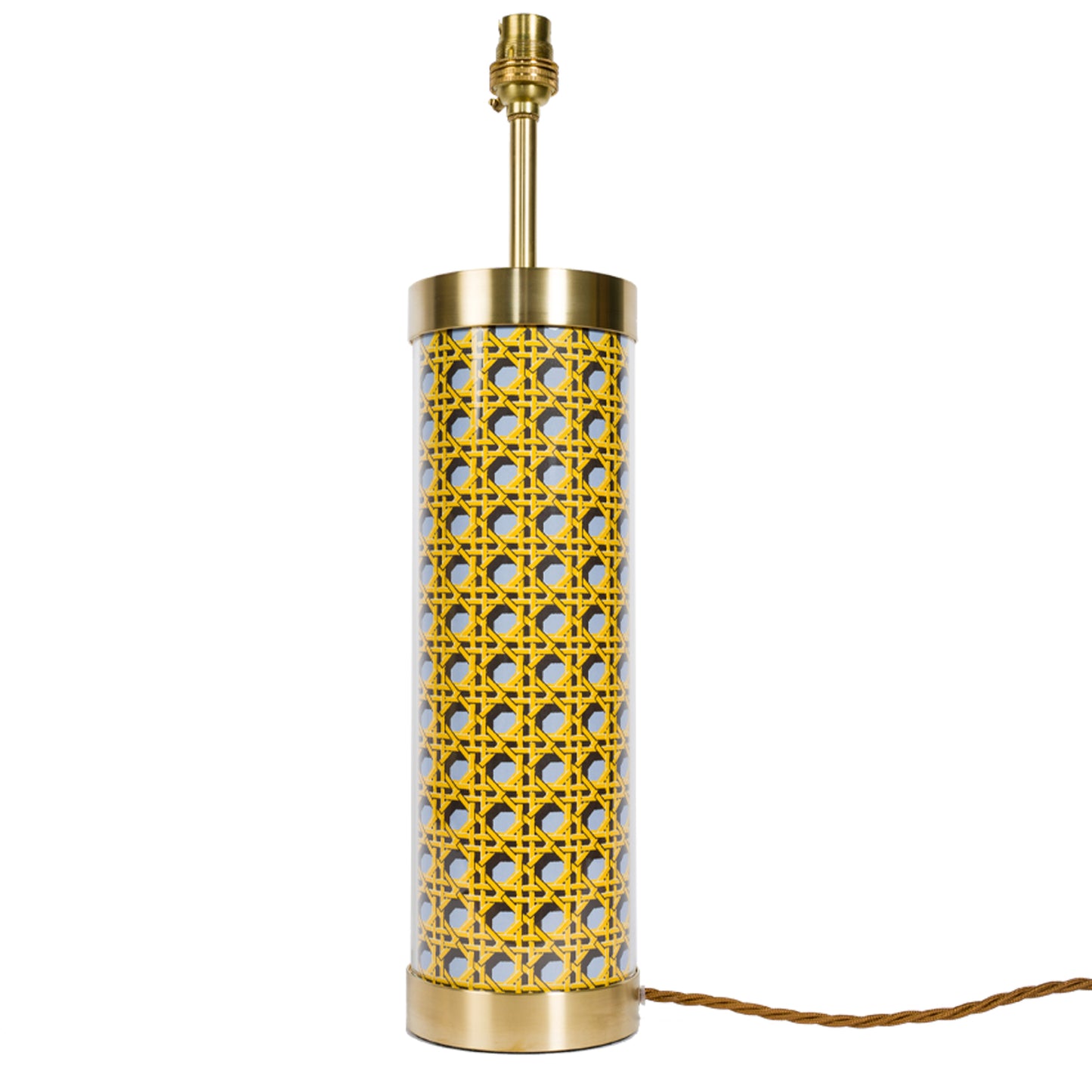 Regency Caning Glass & Brass Lamp - Wedgwood Blue