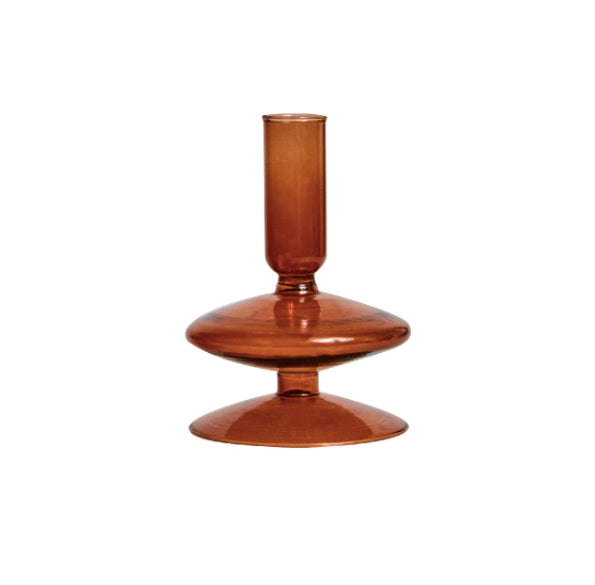 Amber Glass Candlestick