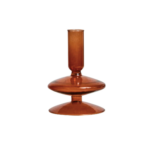 Amber Glass Candlestick