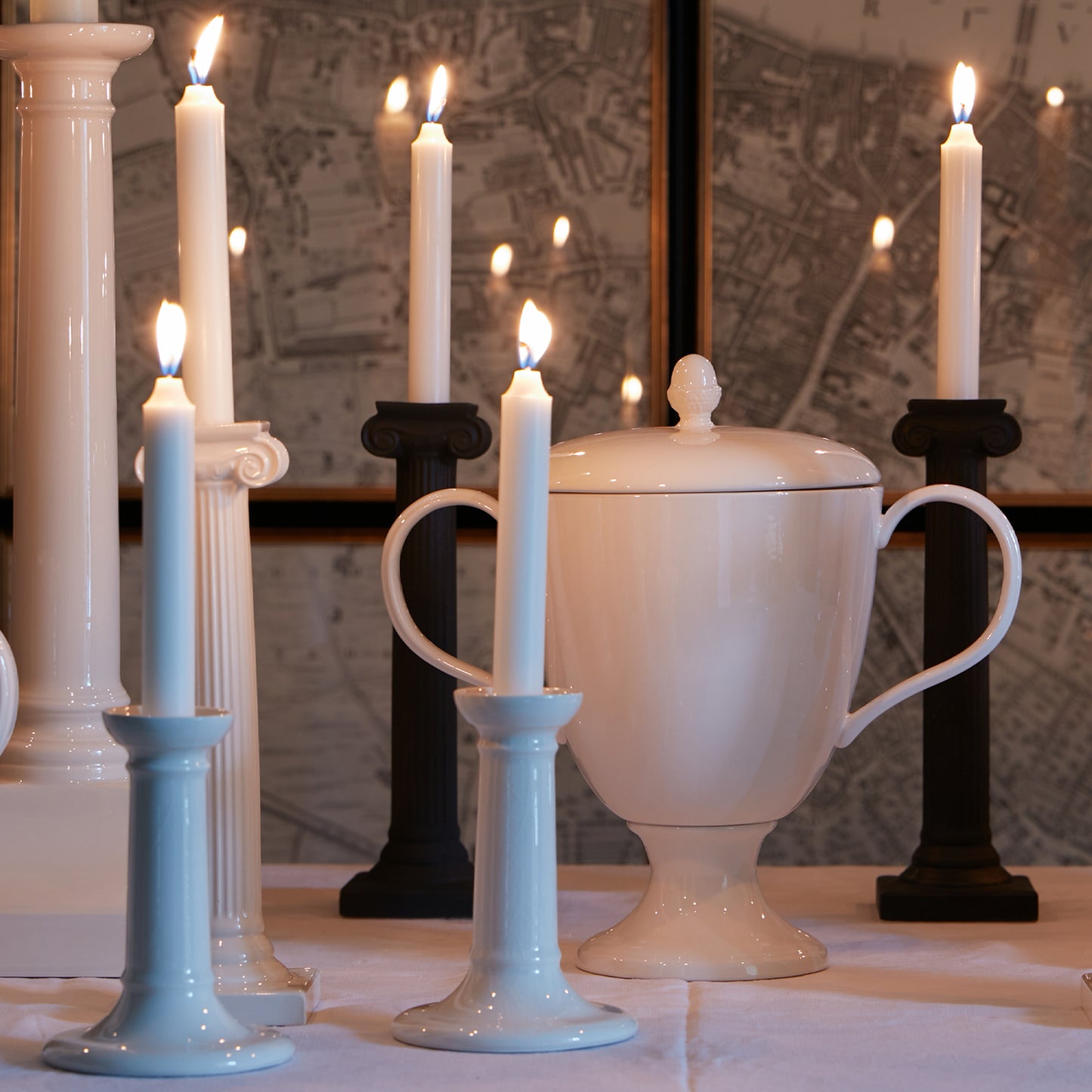 P&H Ionic Column Creamware Candlestick