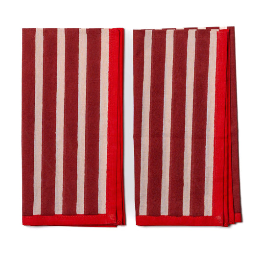 Block Stripes Napkins: Crimson Red/Blush