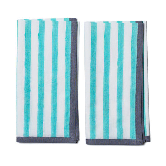 Block Stripes Napkins: Mint/White