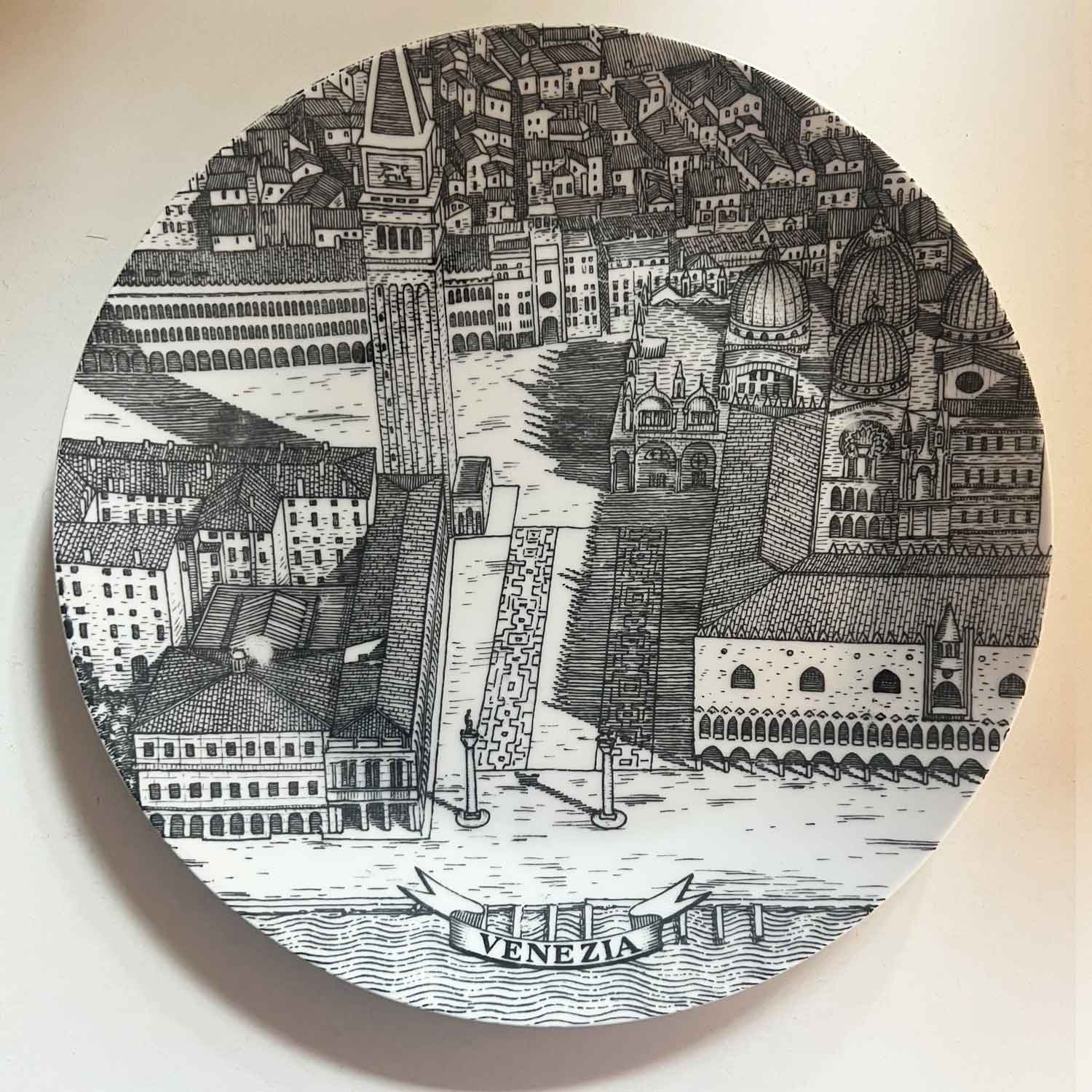 Set Of Six Piero Fornasetti 'CITIES OF ITALY' Plates, circa 1950.