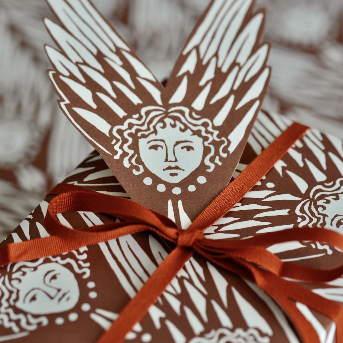5 Fancy Suffolk Angels Gift Tags - Cocoa