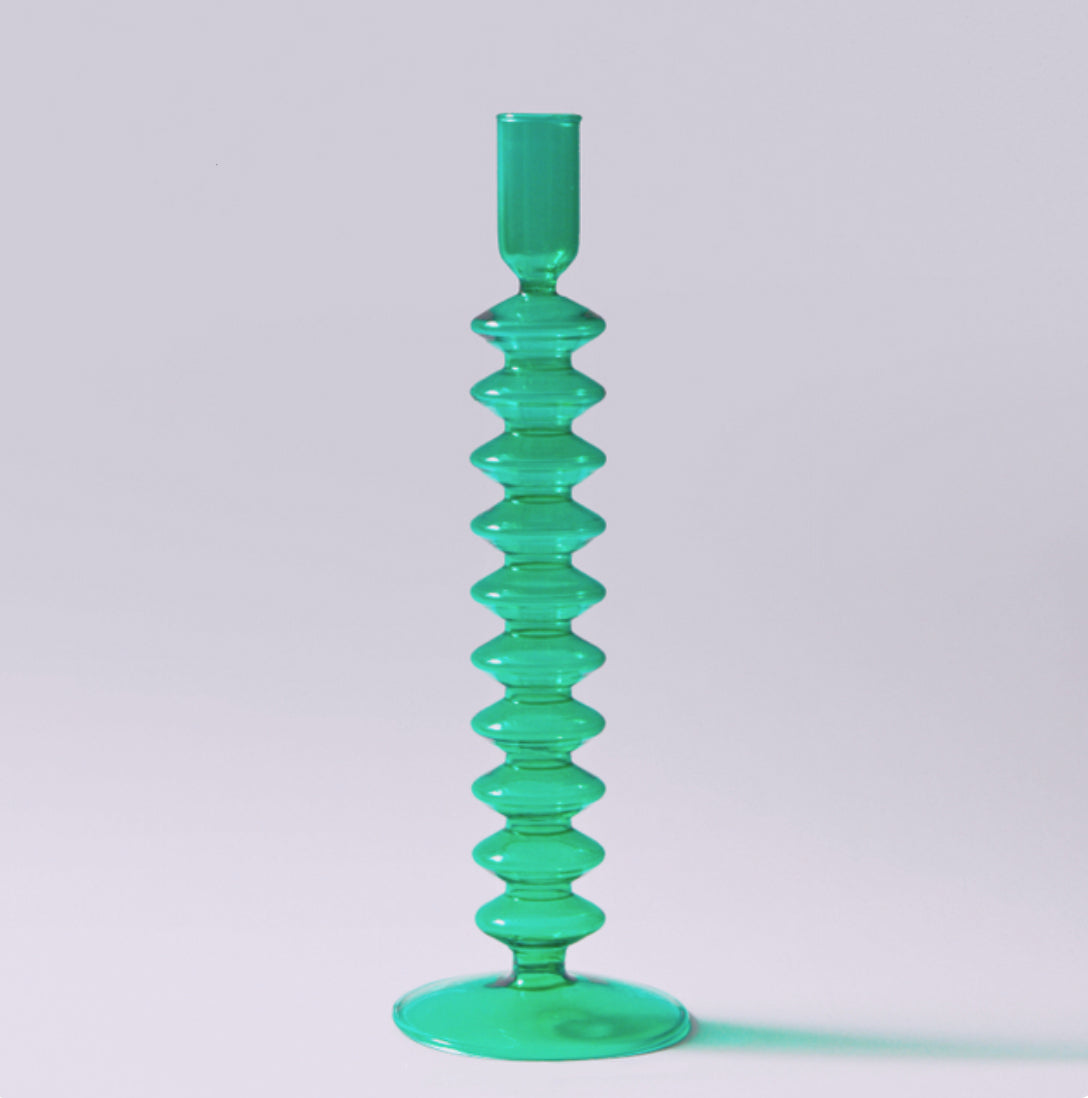 Green Glass Candle Holder