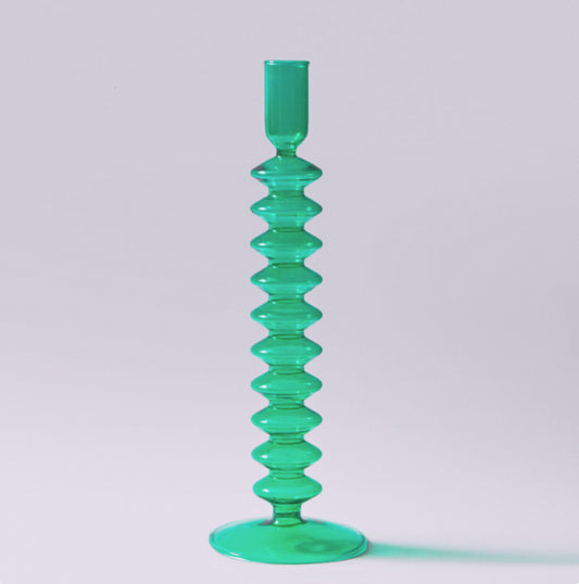 Green Glass Candle Holder