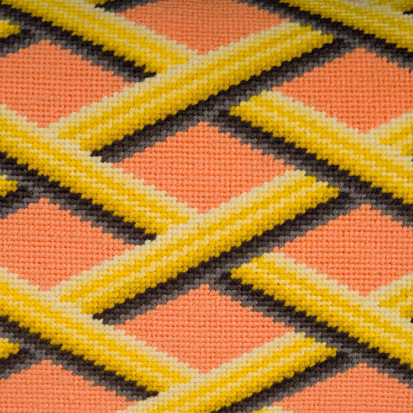 'Trellis Work' needlepoint cushion - Apricot.