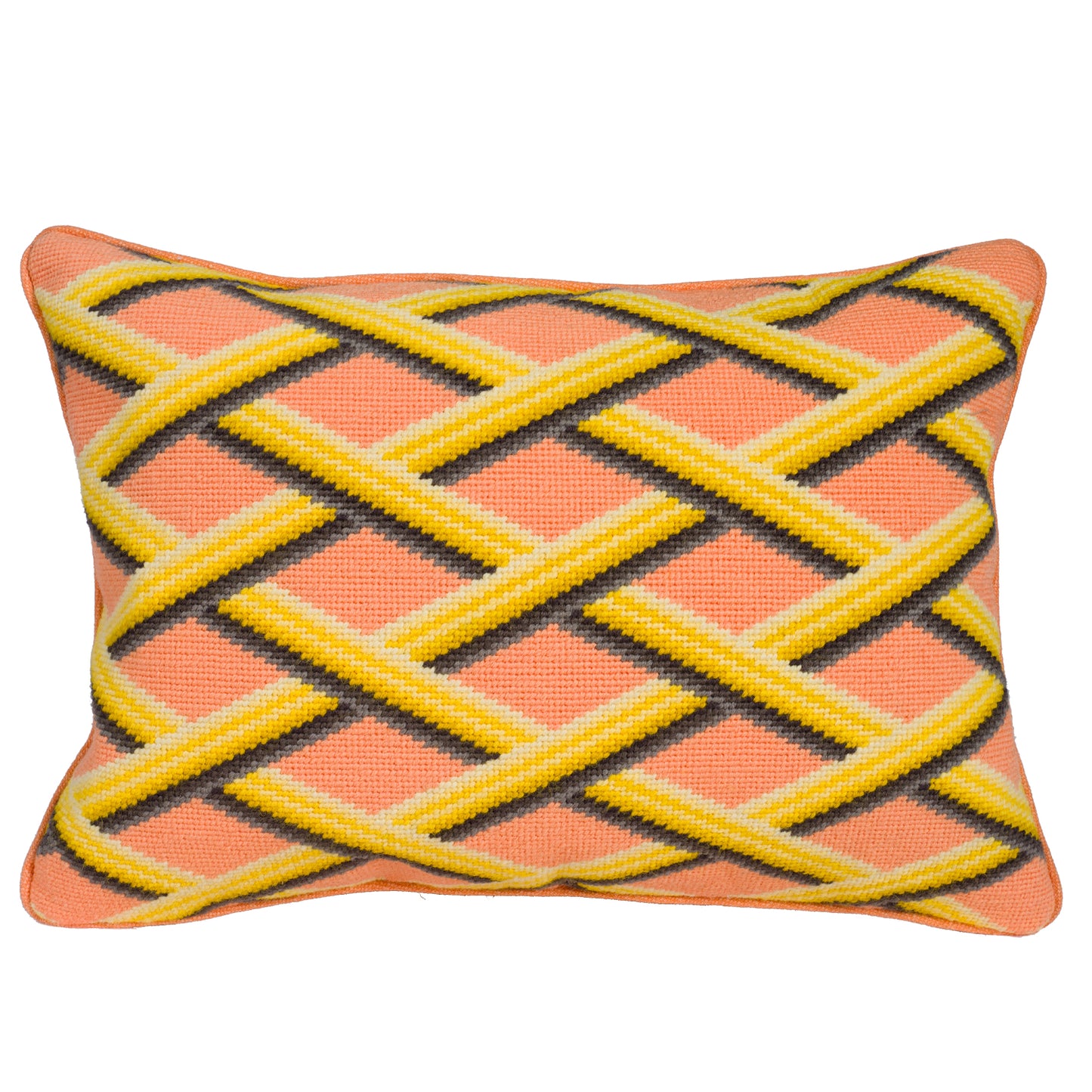 'Trellis Work' needlepoint cushion - Apricot.