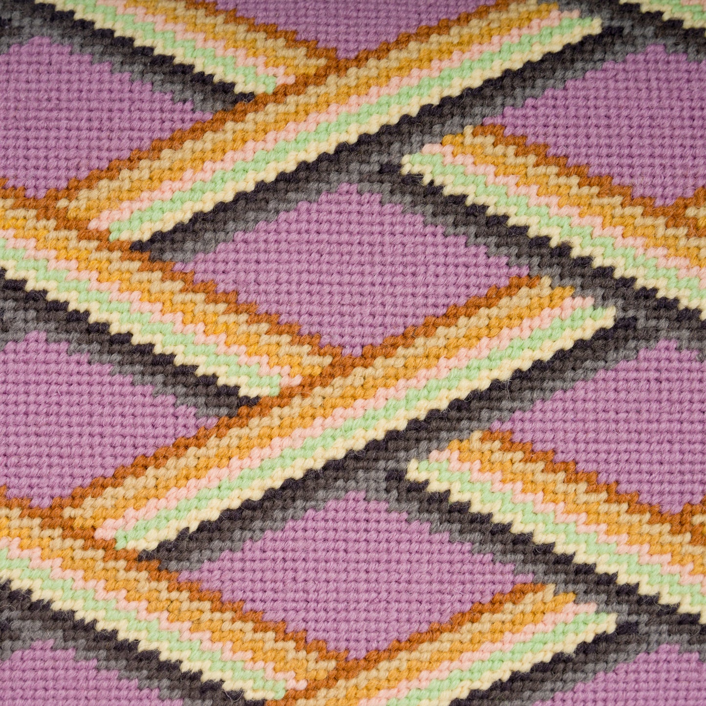 'Trellis Work' needlepoint cushion - Lilac