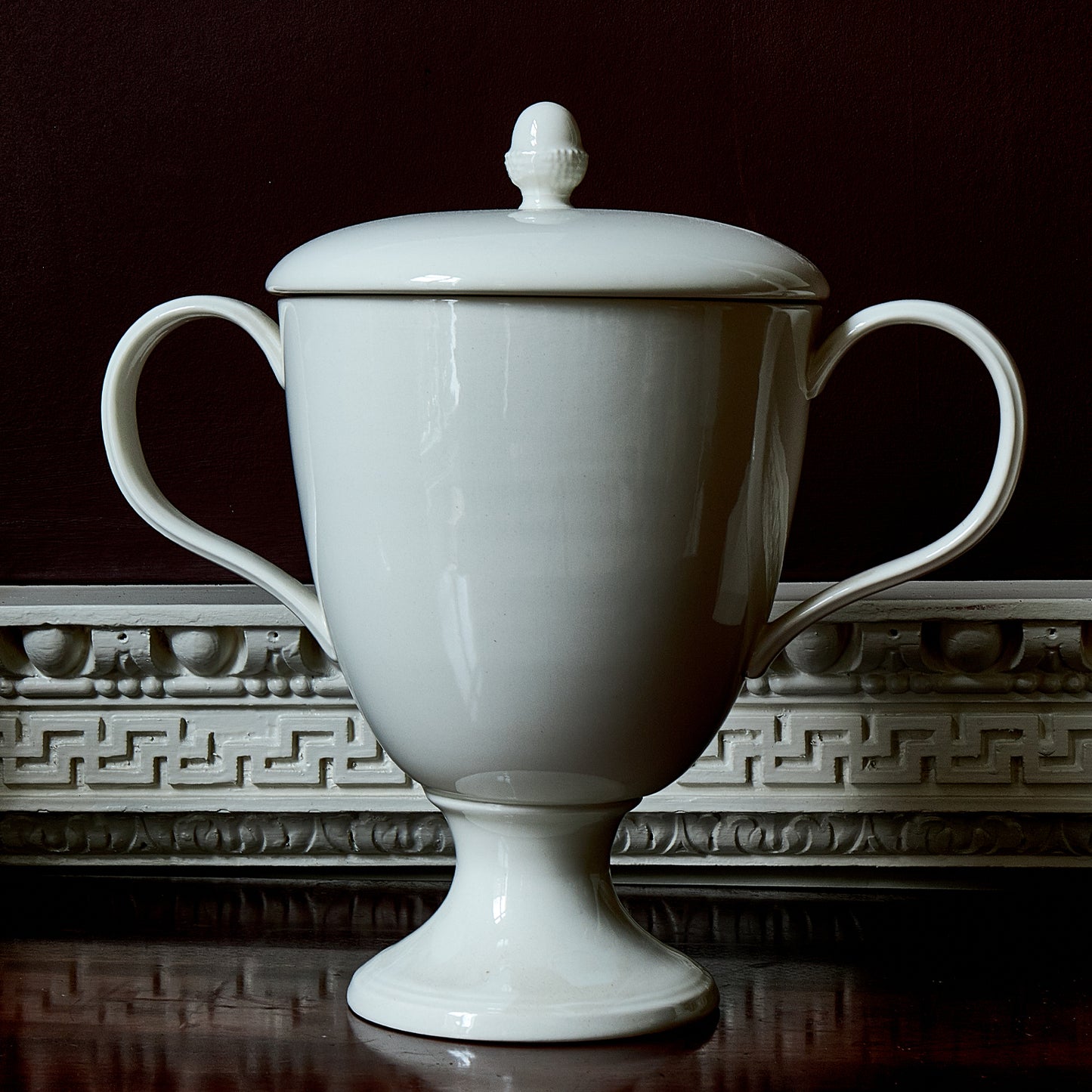 P&H Creamware Lidded Urn with Handles