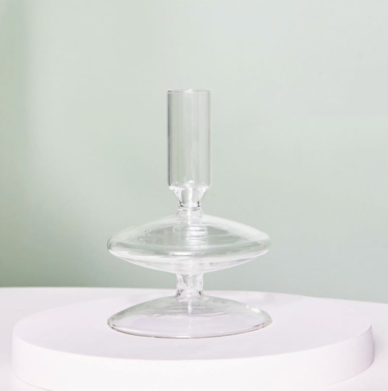 Clear Glass Candle Holder