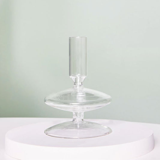 Clear Glass Candle Holder