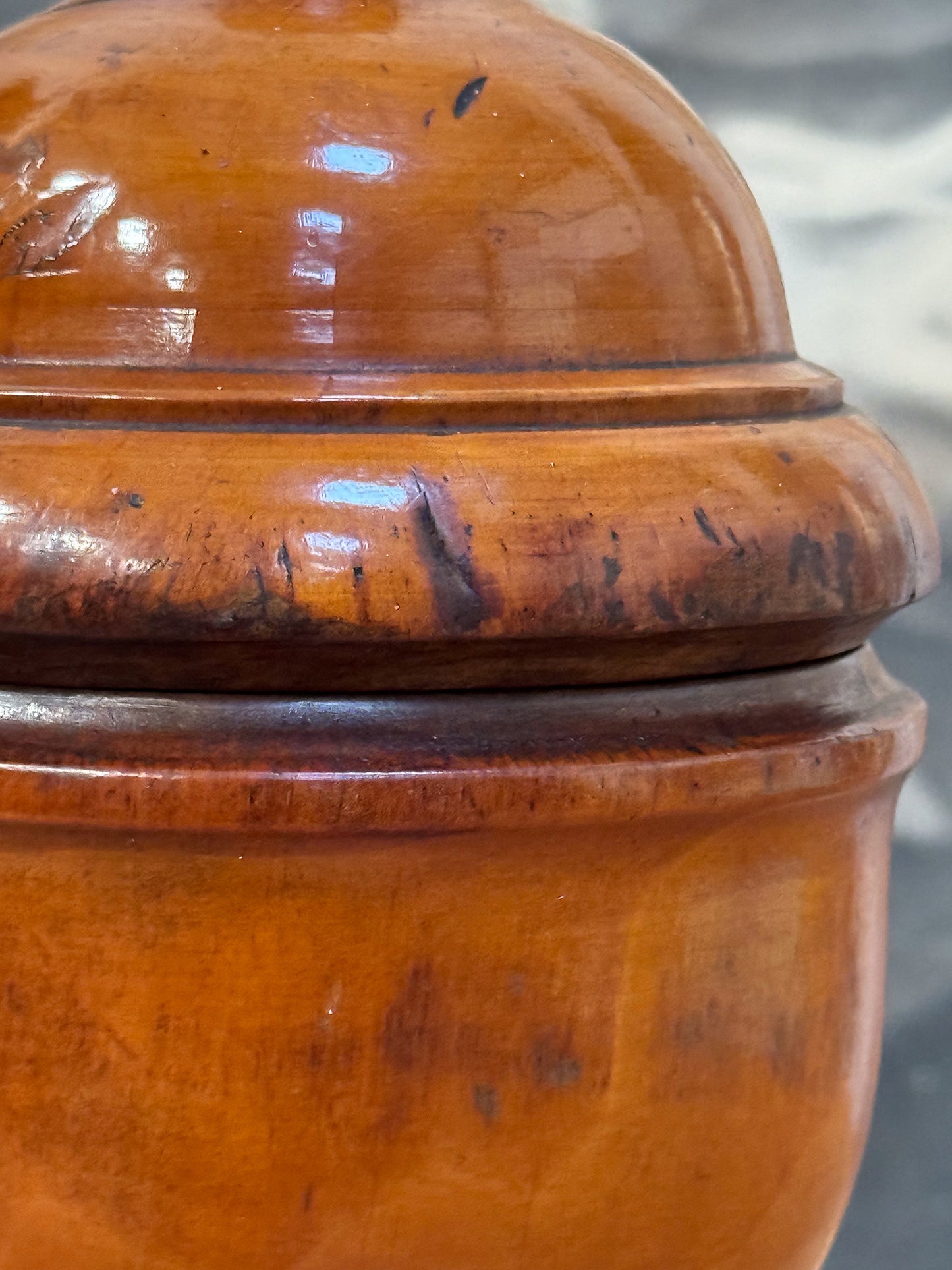 A Mid 19th Century Fruitwood Spice Jar