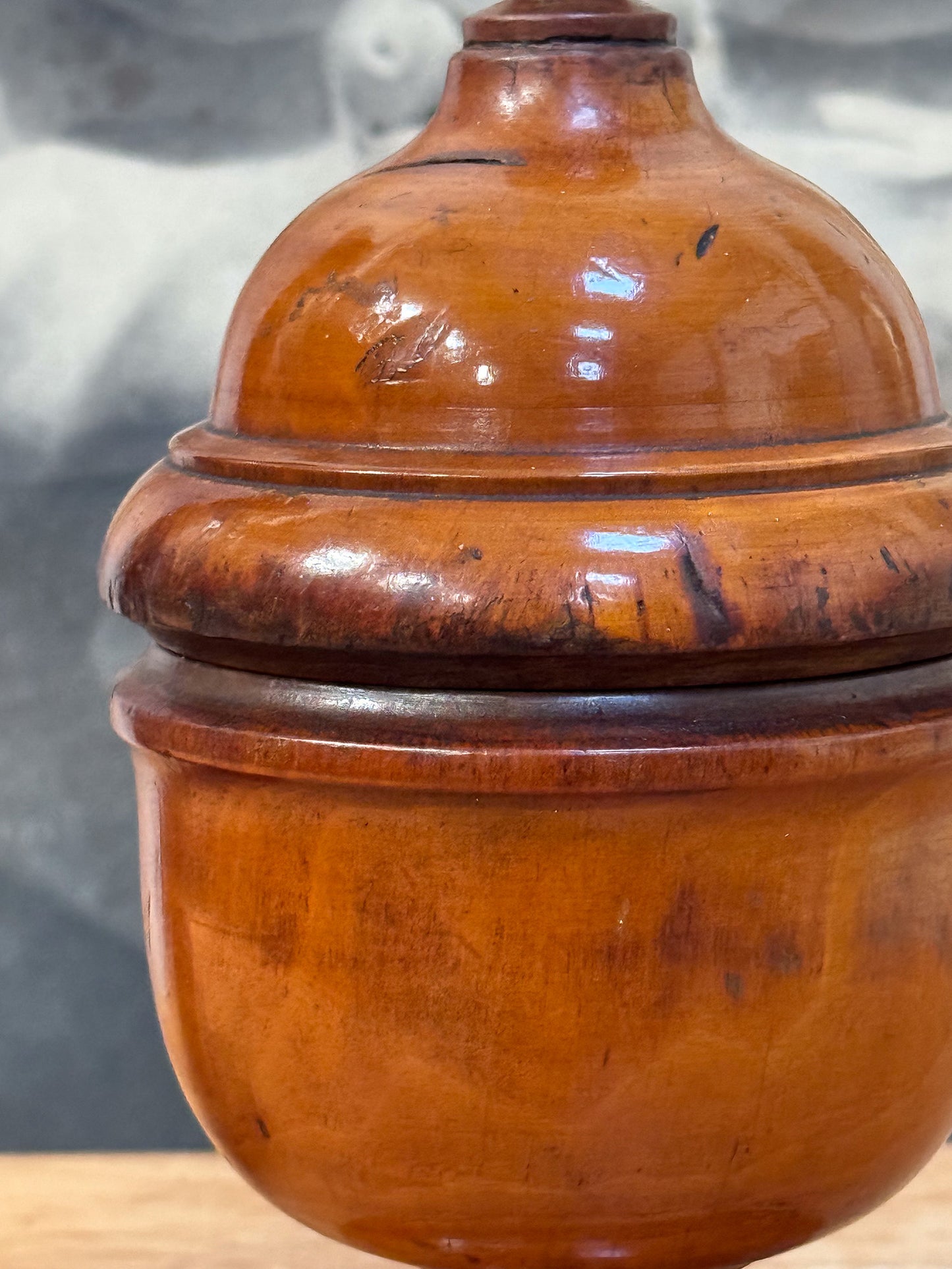 A Mid 19th Century Fruitwood Spice Jar