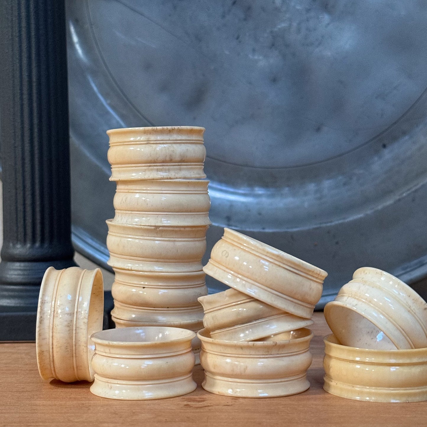 A Set of 12 Early 19th Century Bone Napkin Rings