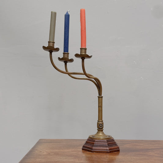 An Early 20th Century Oak & Brass Candelabra