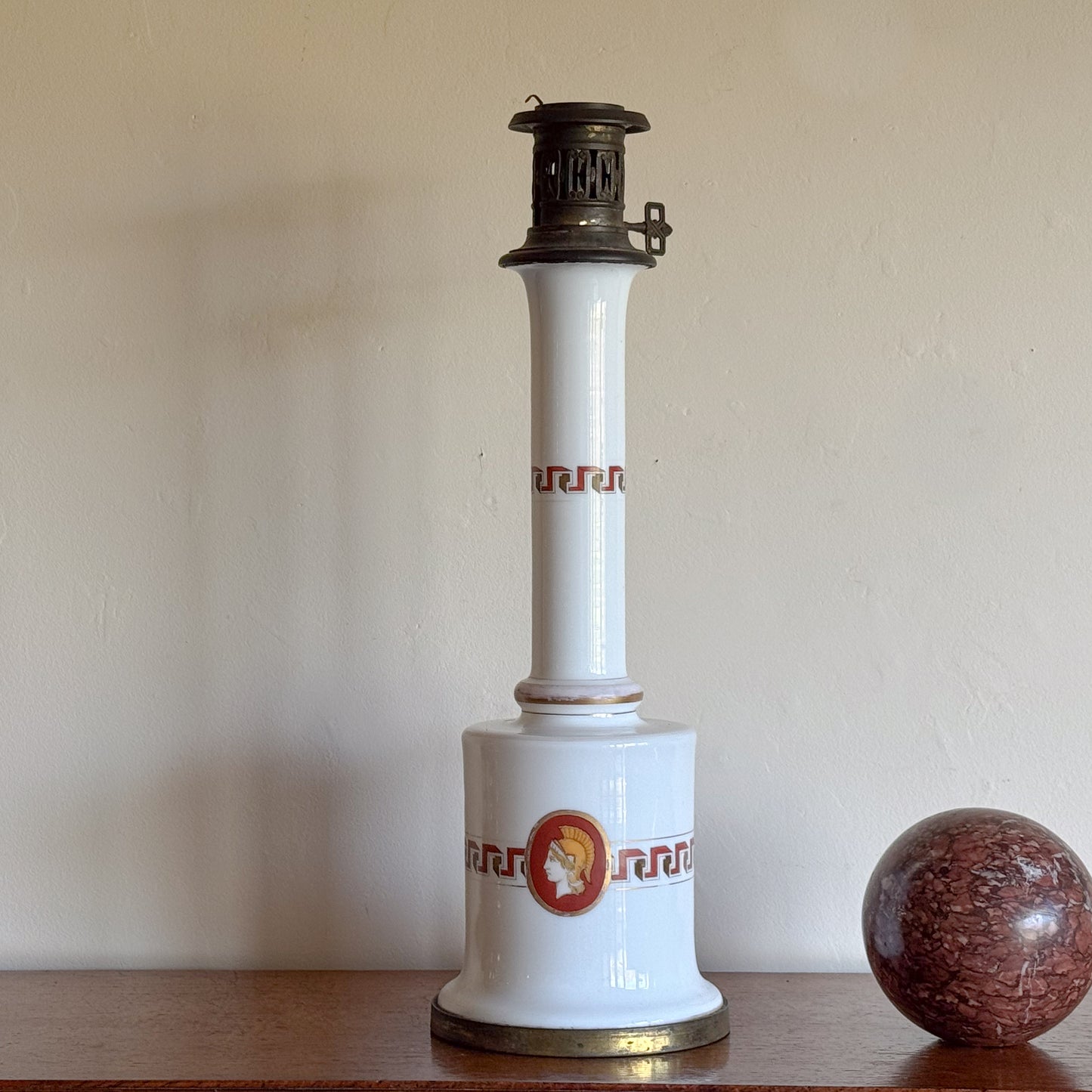 A Late 19th Century Neo Classical Opaline Glass Lamp