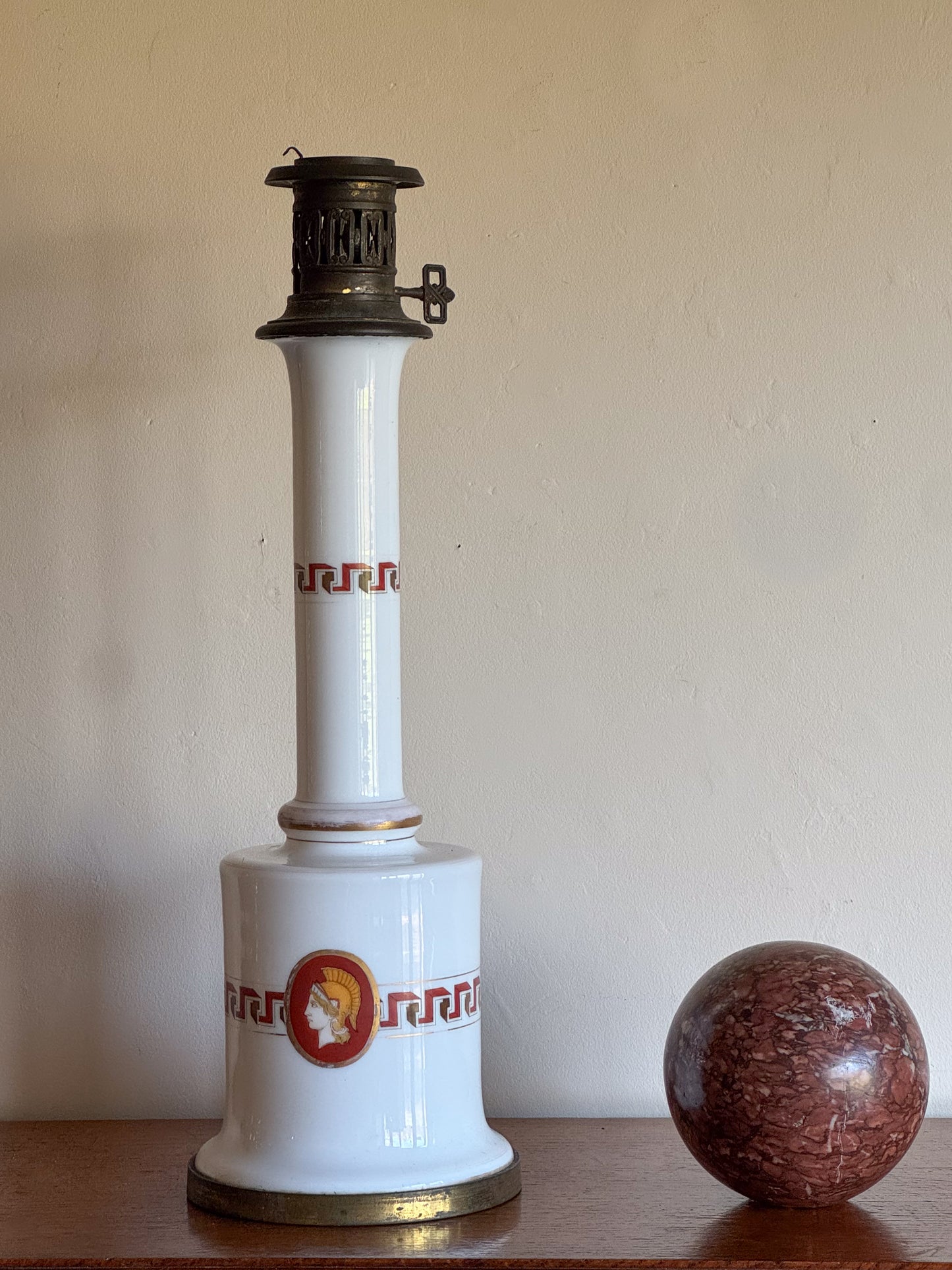 A Late 19th Century Neo Classical Opaline Glass Lamp