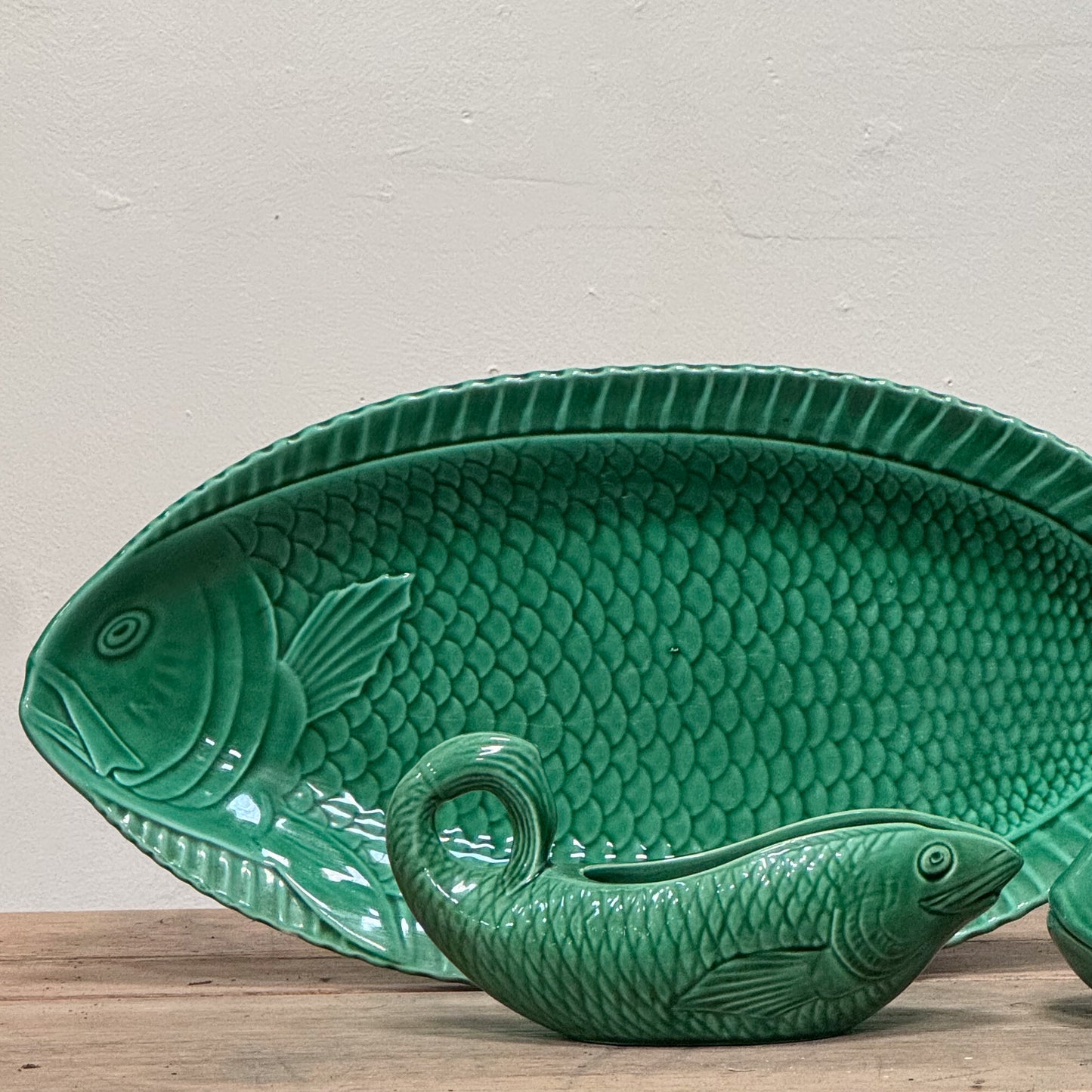 A 1930's French Majolica Fish Service by Sarreguemines