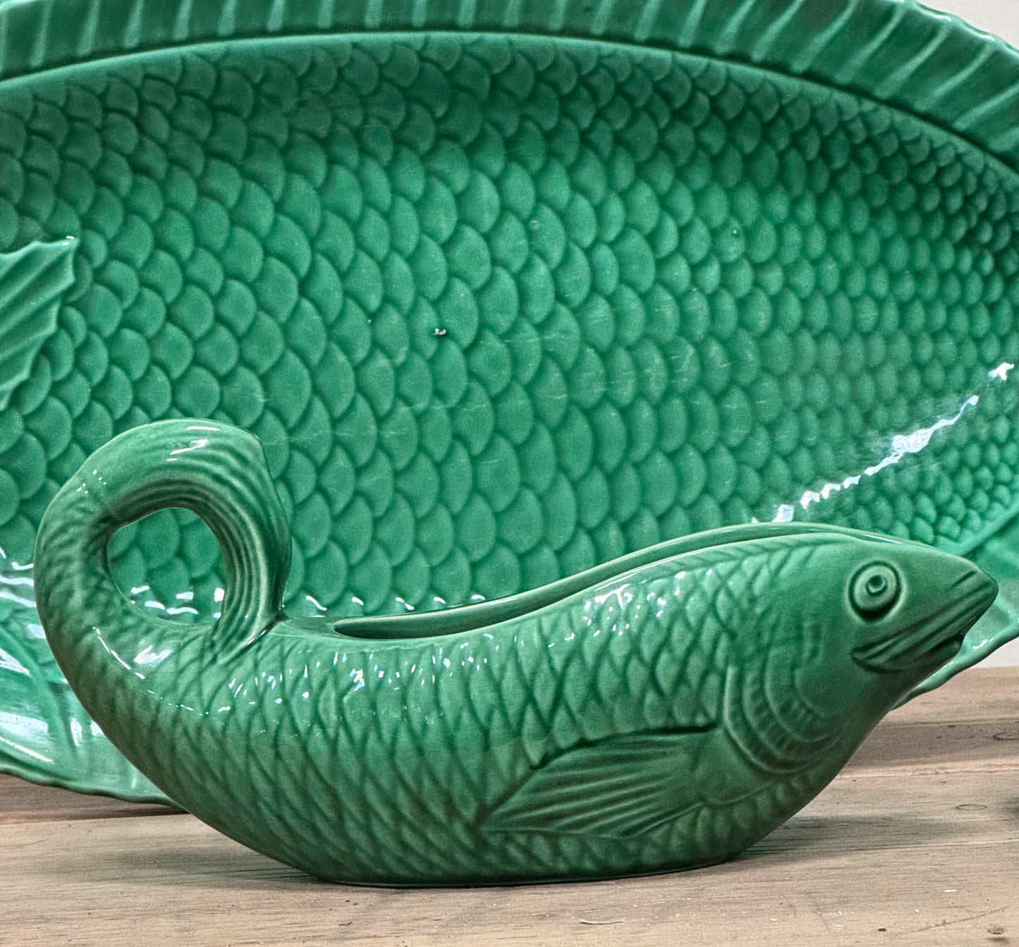 A 1930's French Majolica Fish Service by Sarreguemines
