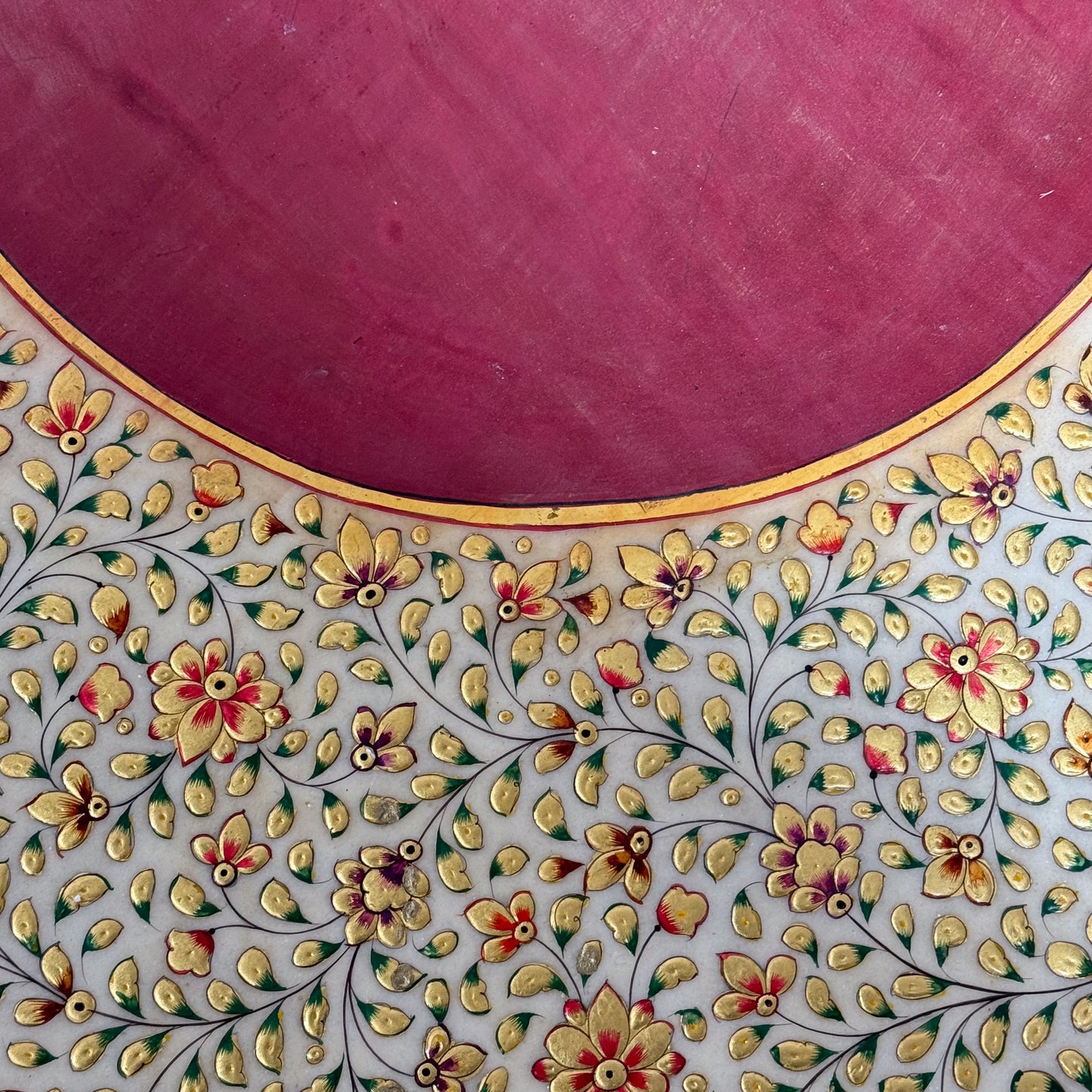 A 20th Century Kashmiri Decorated Stone Top Table