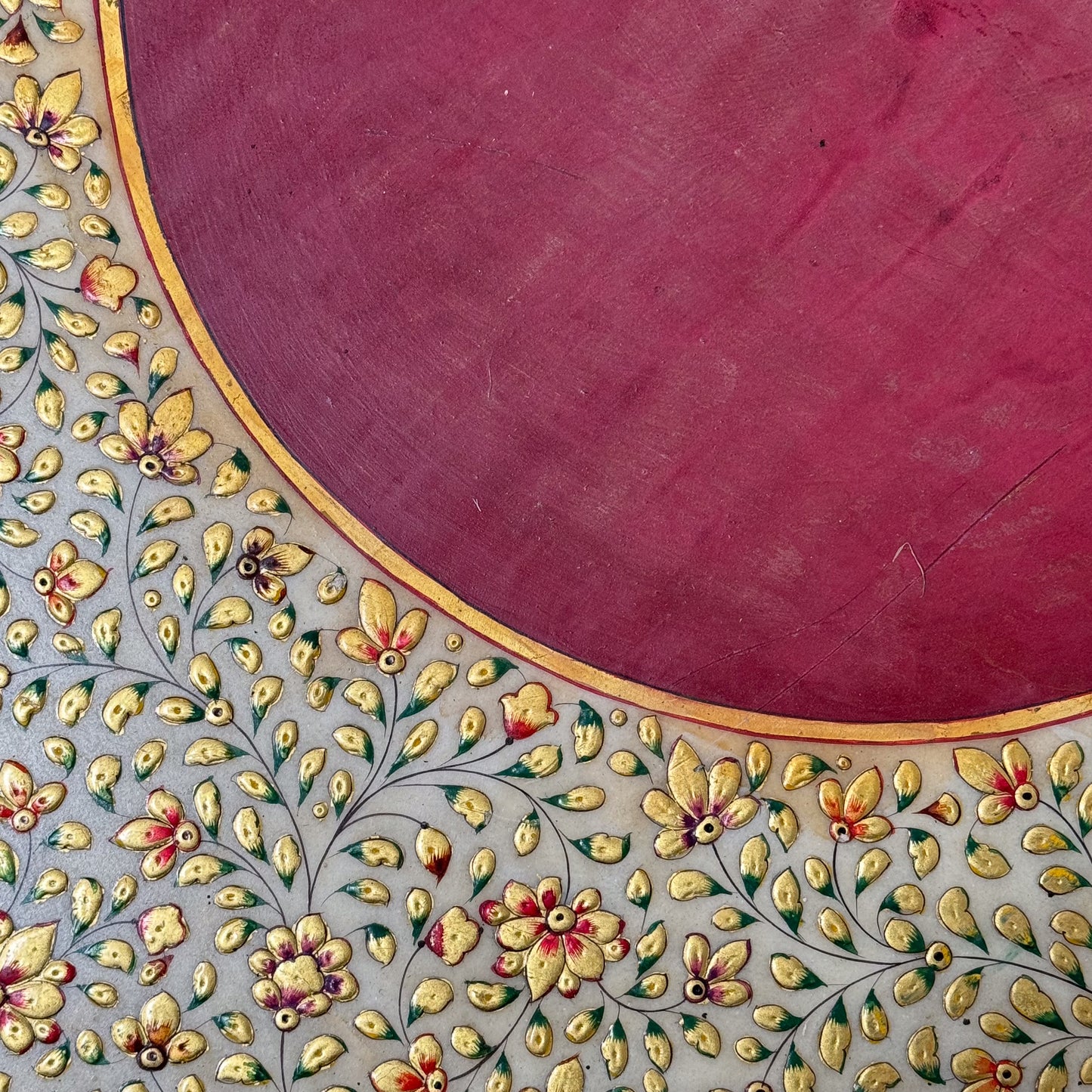 A 20th Century Kashmiri Decorated Stone Top Table