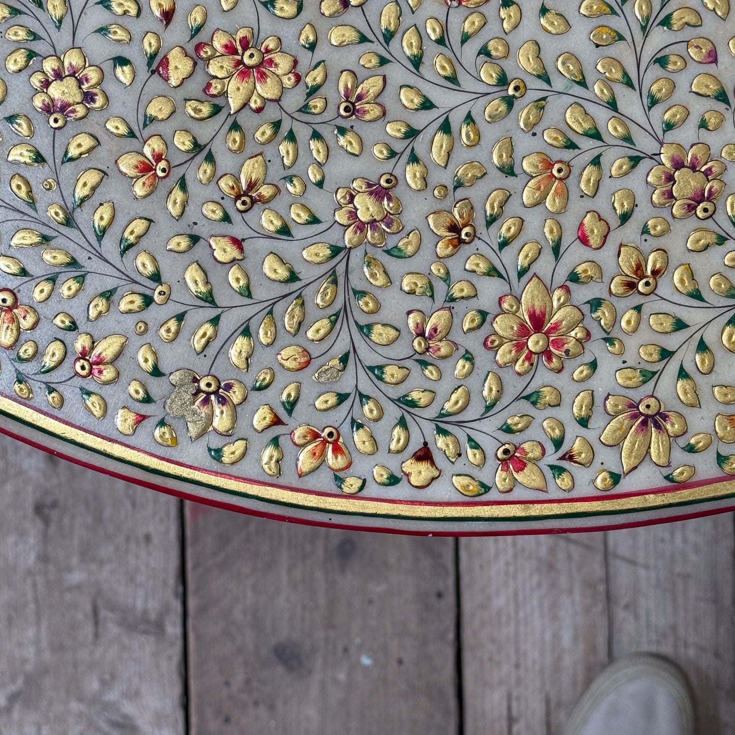 A 20th Century Kashmiri Decorated Stone Top Table