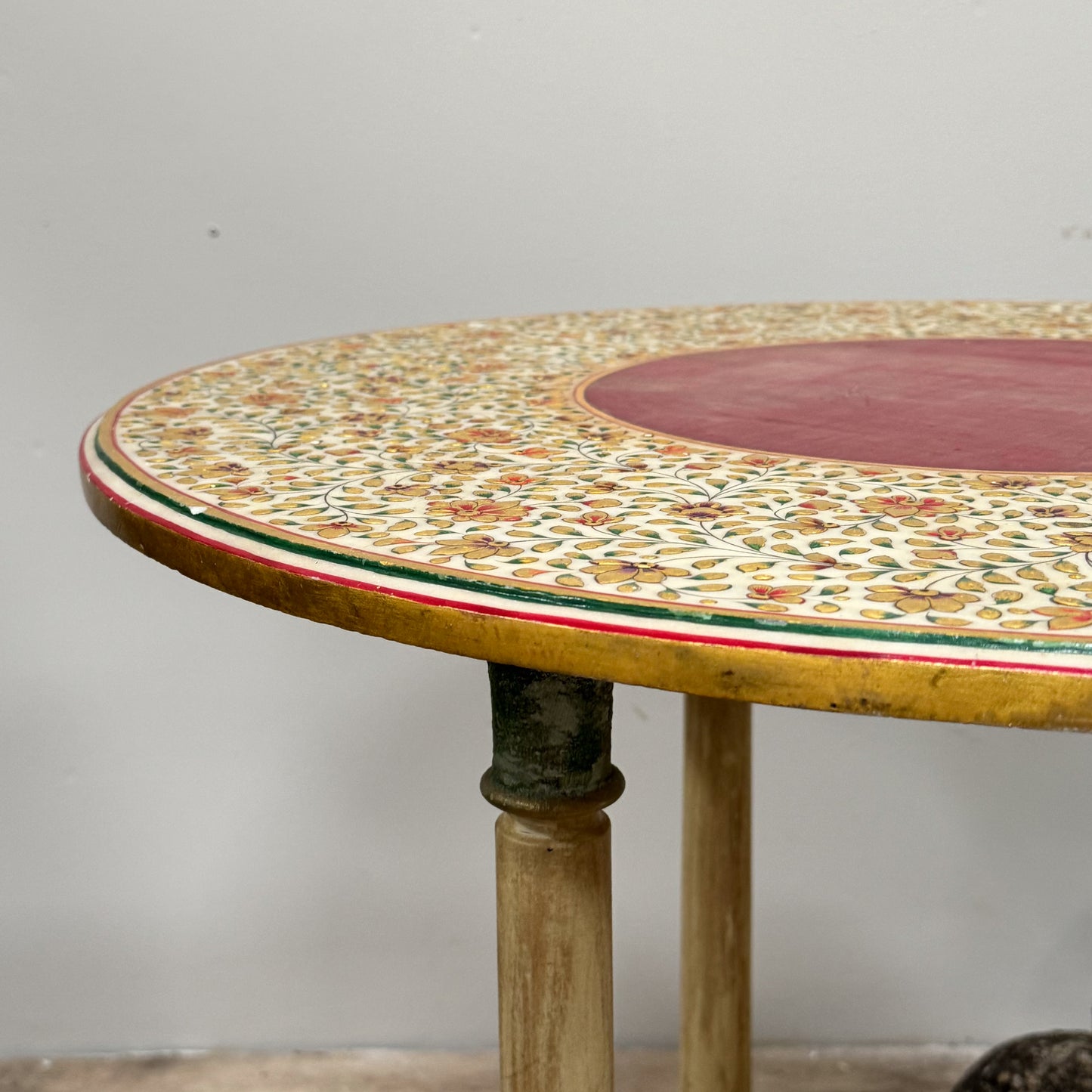 A 20th Century Kashmiri Decorated Stone Top Table