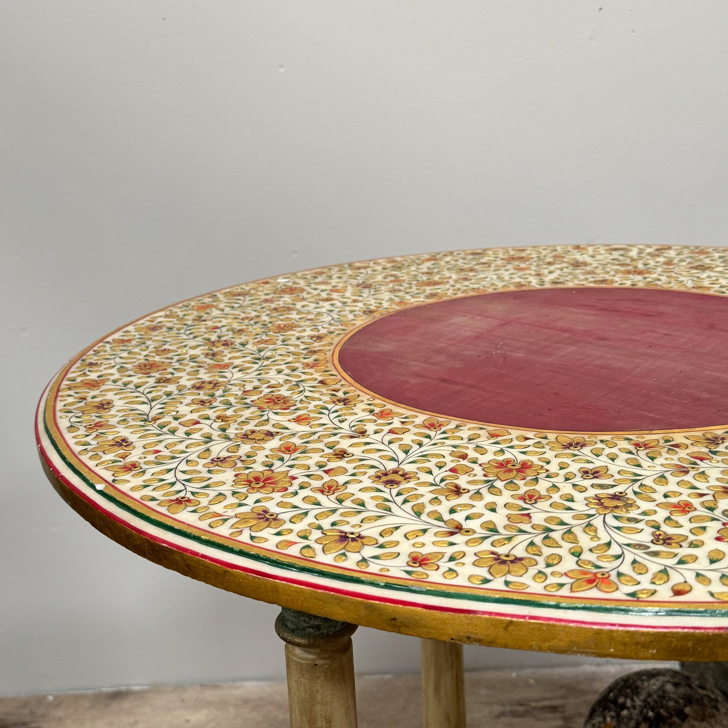 A 20th Century Kashmiri Decorated Stone Top Table