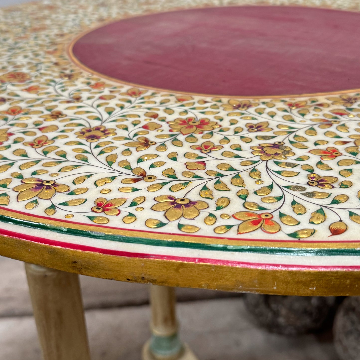 A 20th Century Kashmiri Decorated Stone Top Table