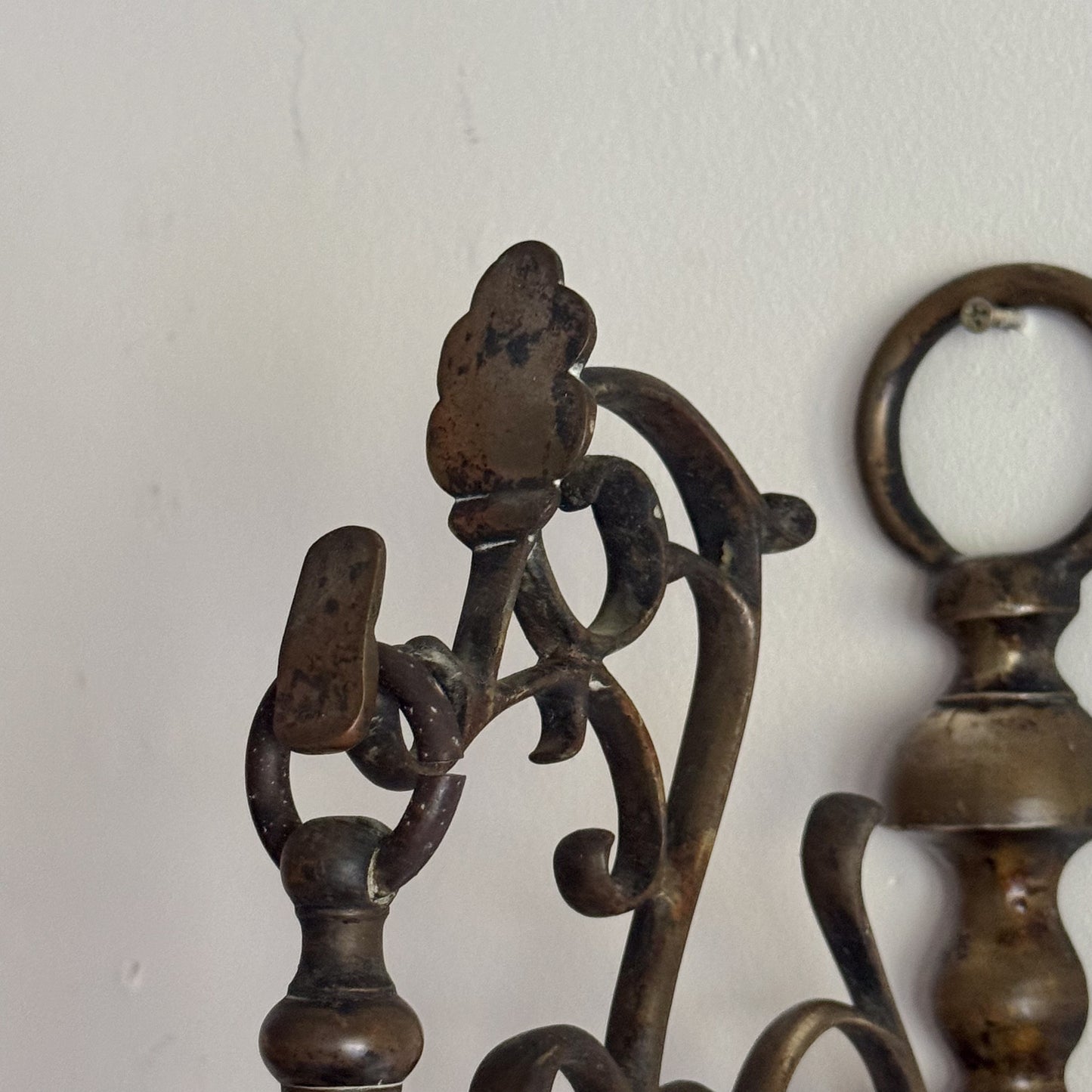 A Pair of Late 19th Century Dutch Brass Wall Chandeliers
