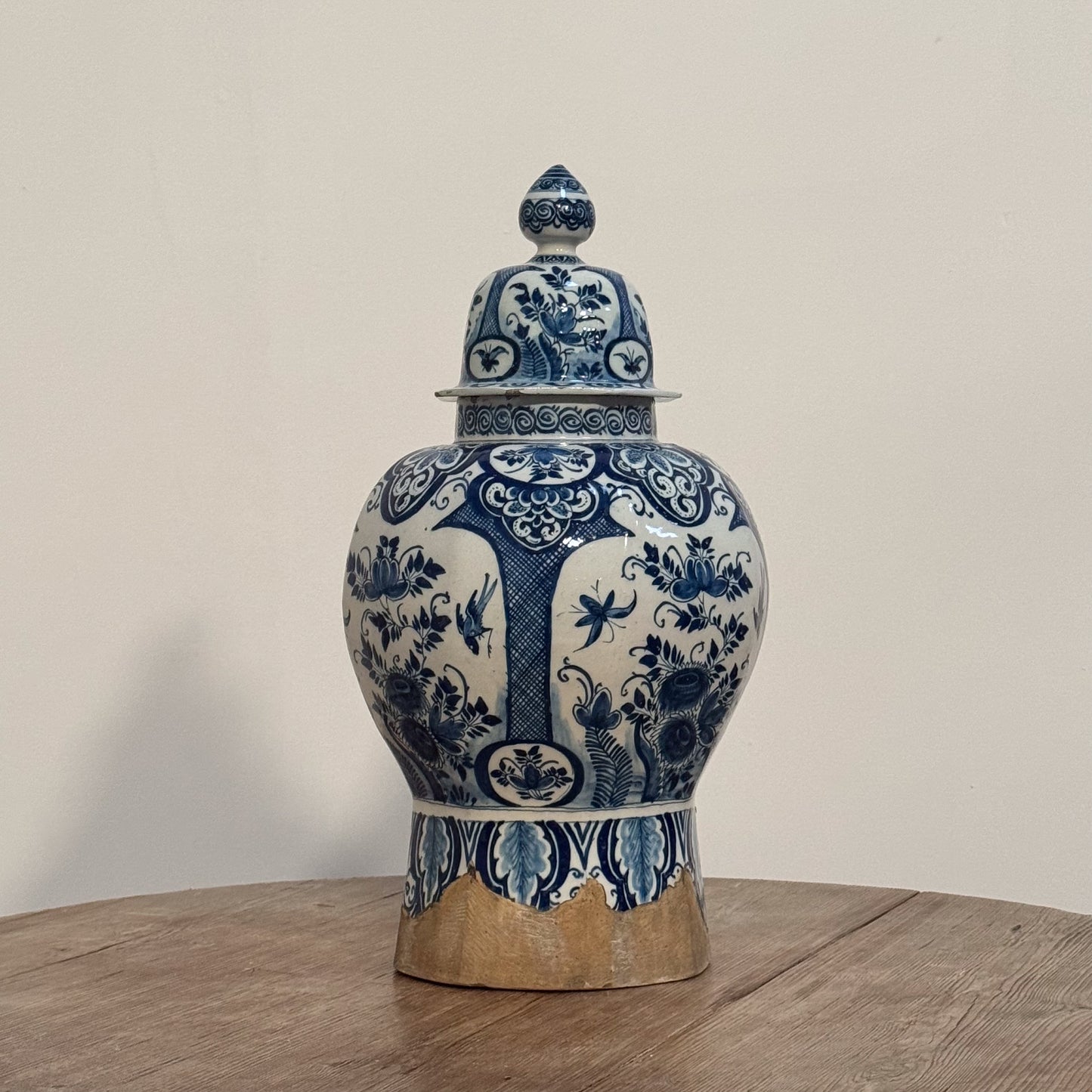 An 18th Century Dutch Delft Blue & White Large Baluster Vase