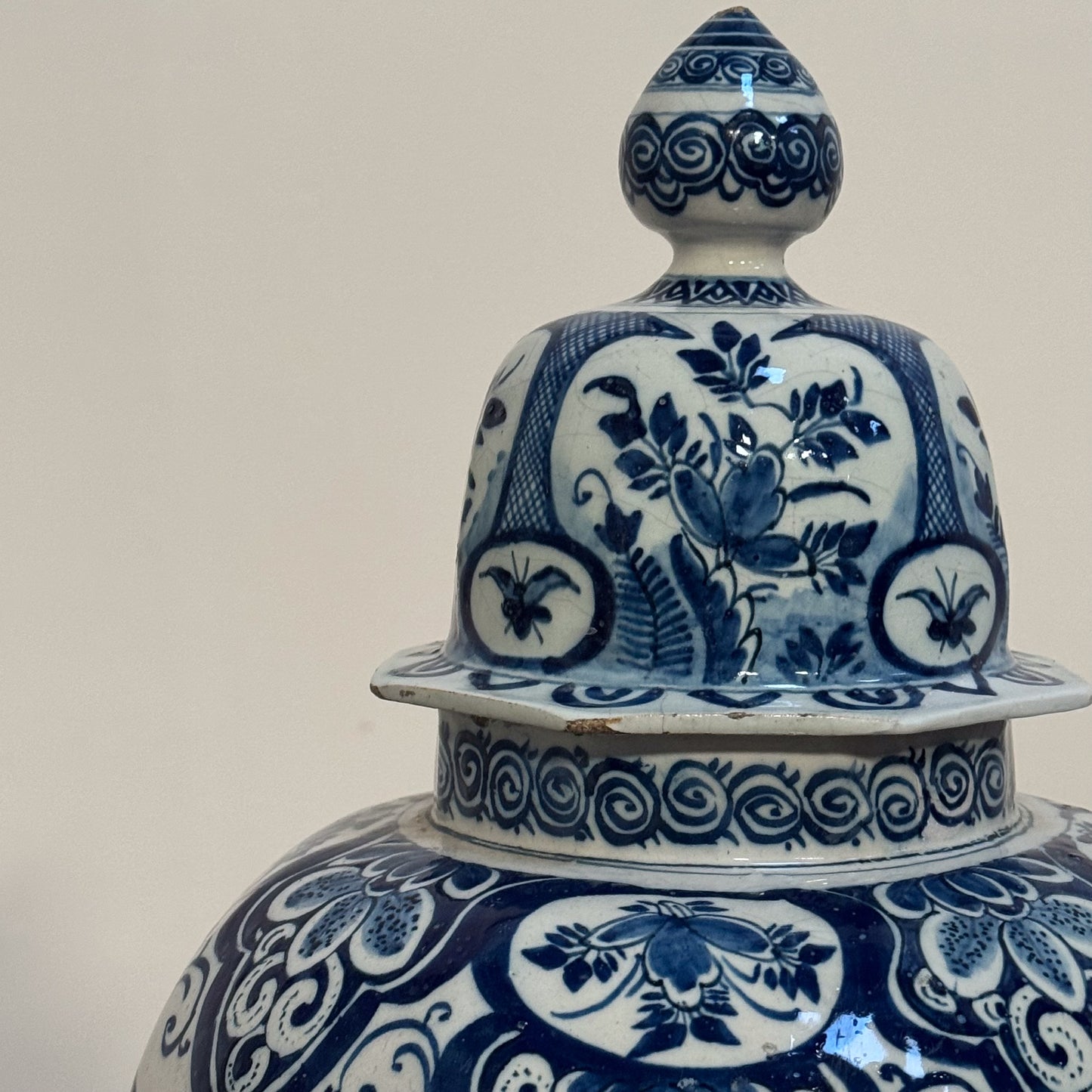 An 18th Century Dutch Delft Blue & White Large Baluster Vase