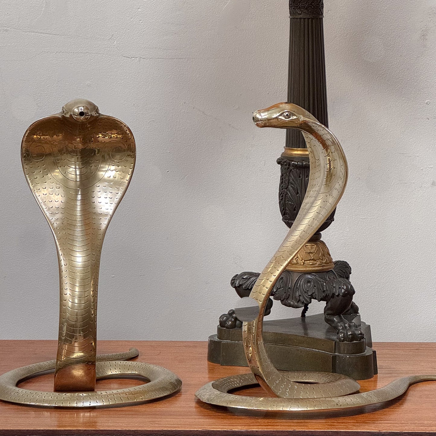 A Pair of Raj Period Brass Cobras