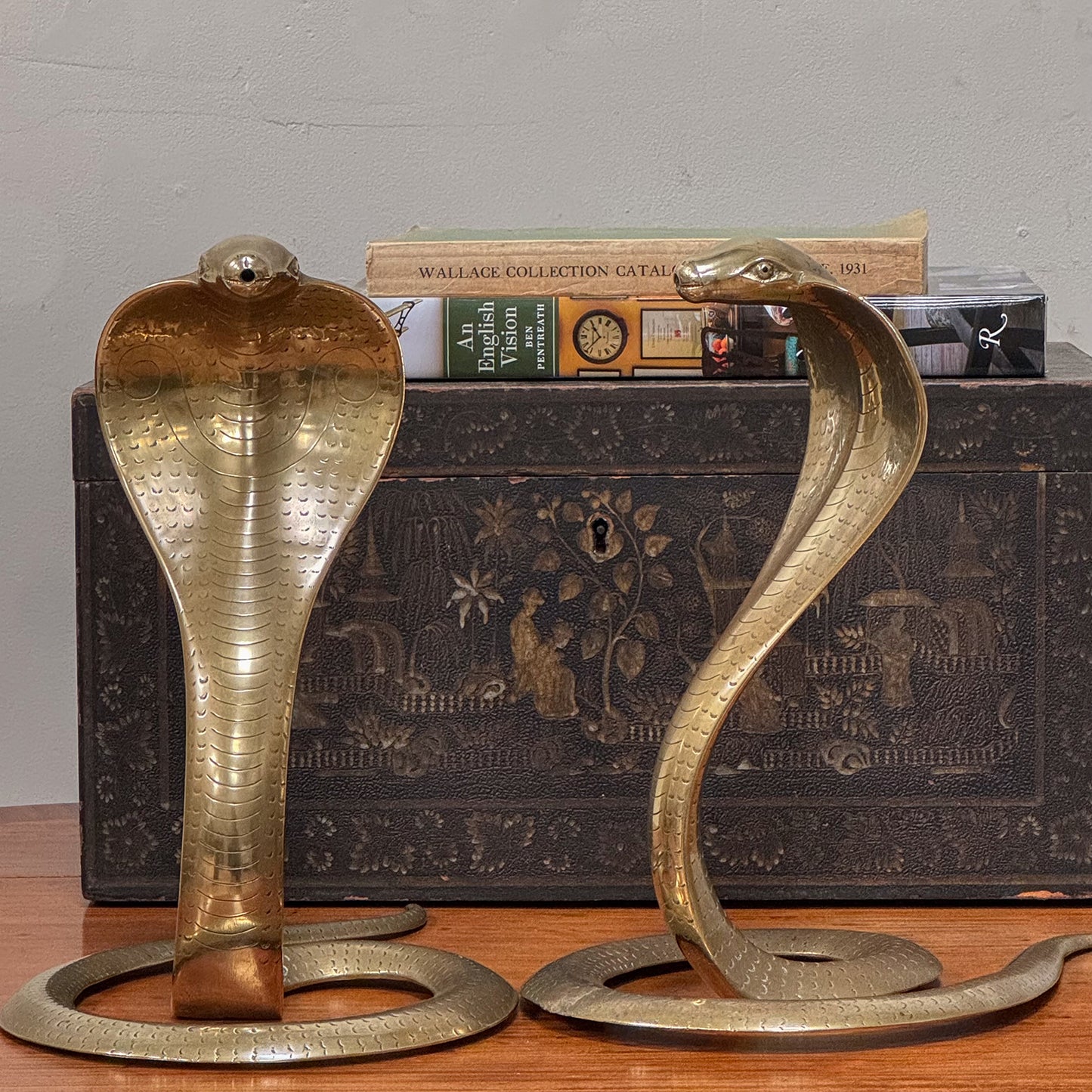 A Pair of Raj Period Brass Cobras