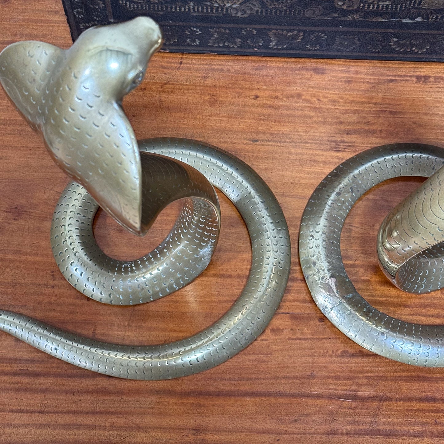 A Pair of Raj Period Brass Cobras