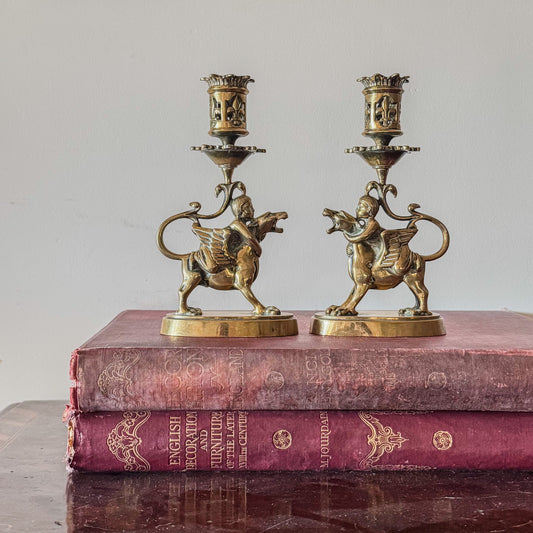 A Pair of Early 19th Century Gilt Bronze Candlesticks