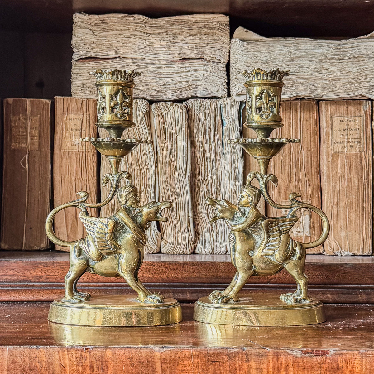 A Pair of Early 19th Century Gilt Bronze Candlesticks
