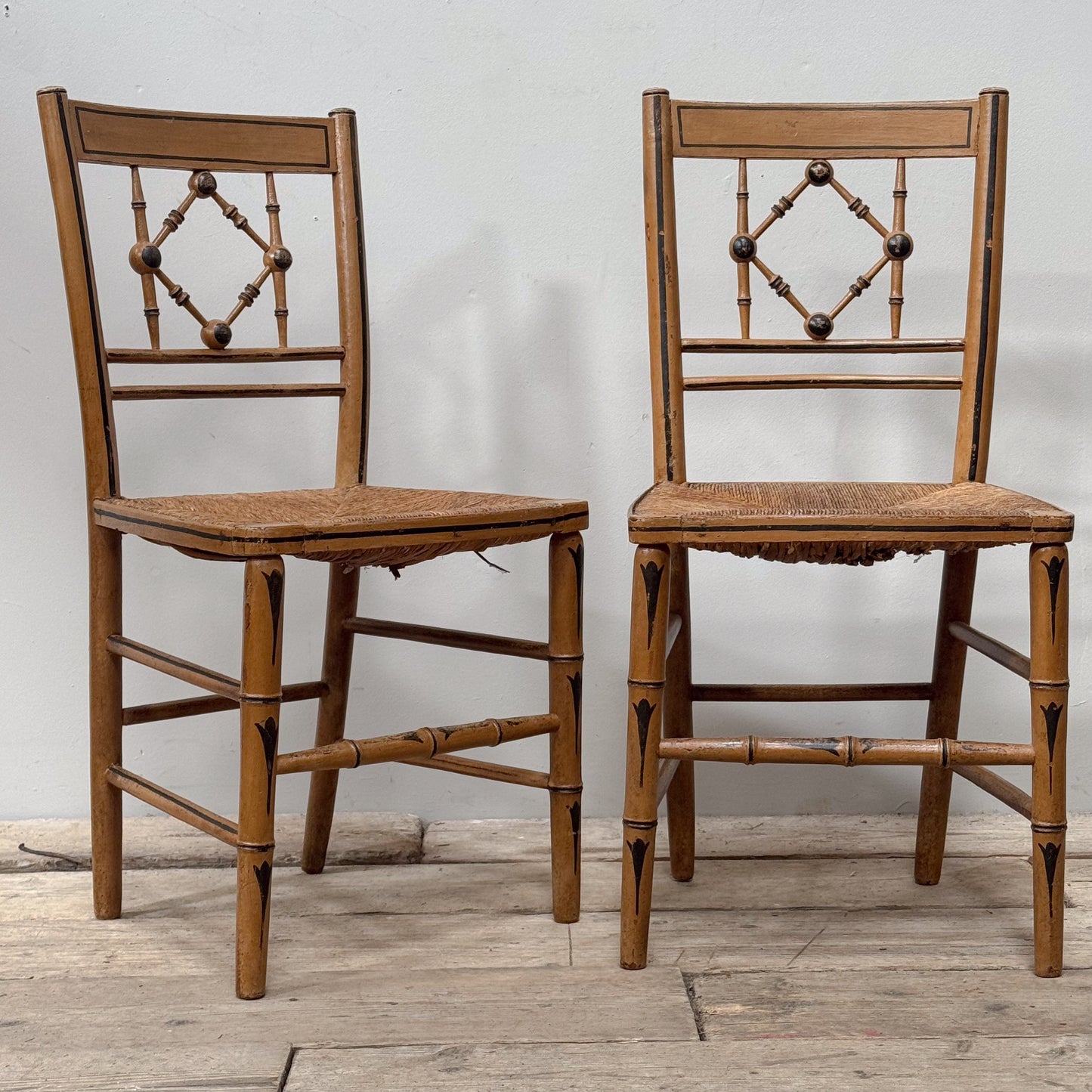 A Pair of Regency Painted Side Chairs