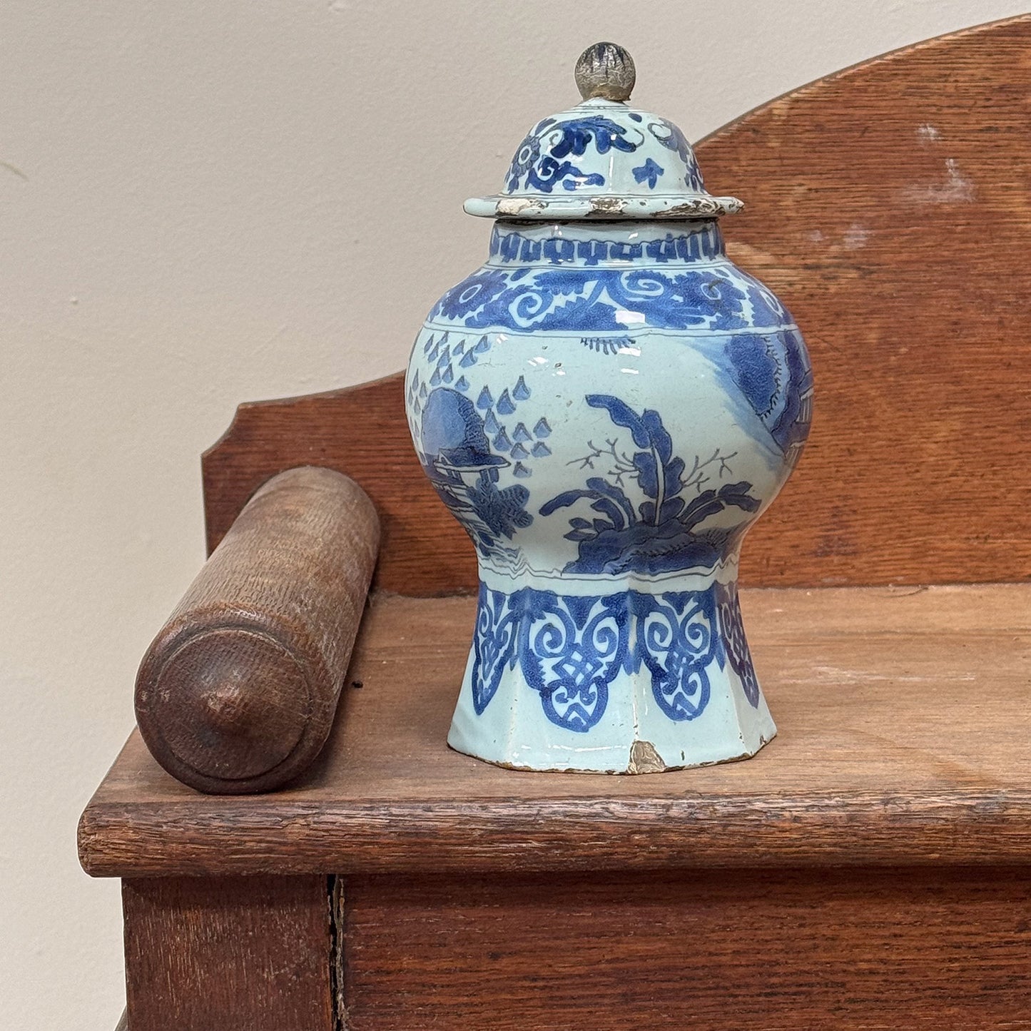 An Early 18th Century Dutch Delftware Baluster Vase