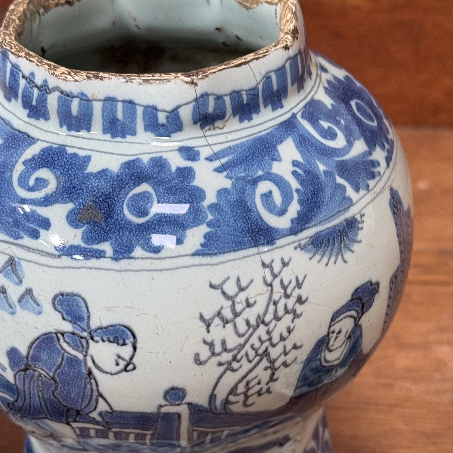 An Early 18th Century Dutch Delftware Baluster Vase