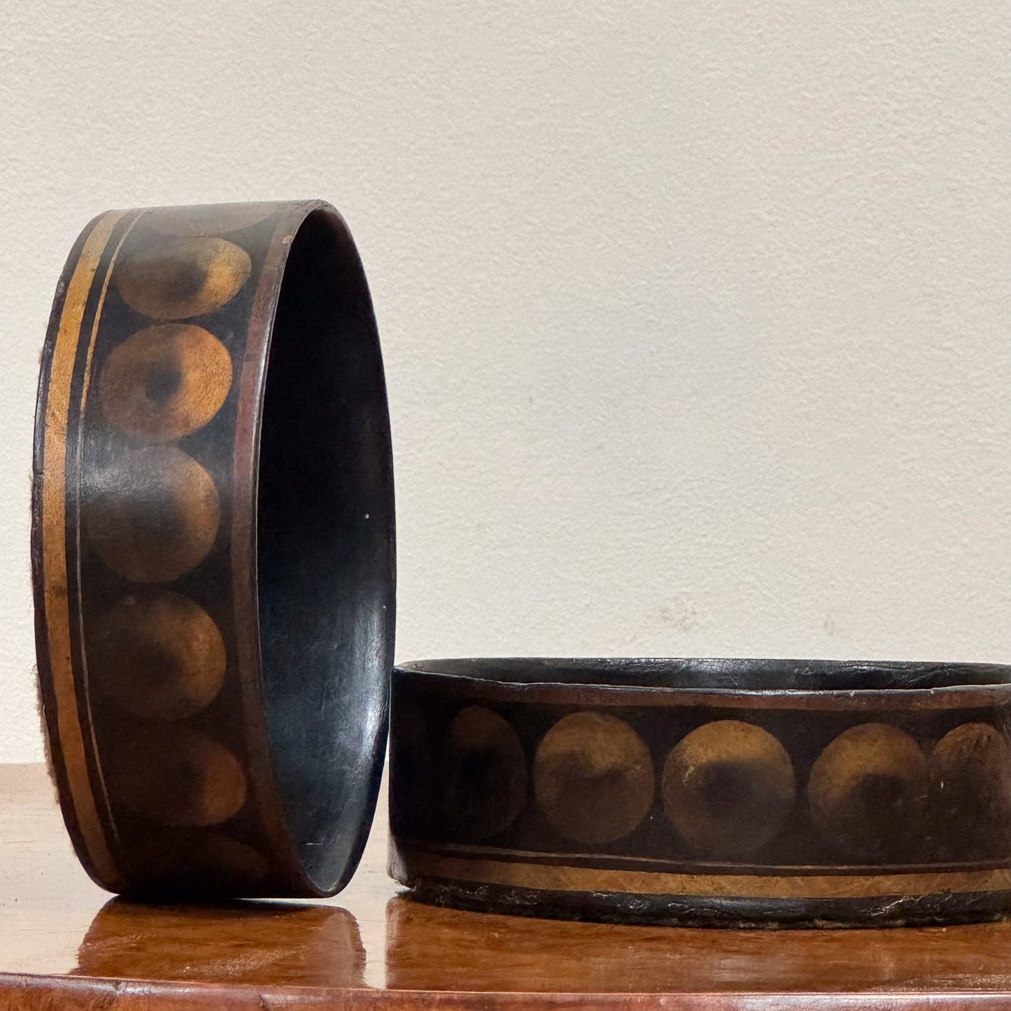 A Pair of Regency Lacquer Wine Coasters