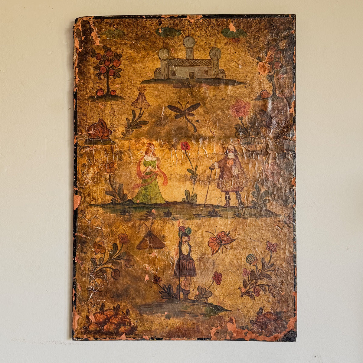 An 18th Continental Leather Marriage Panel