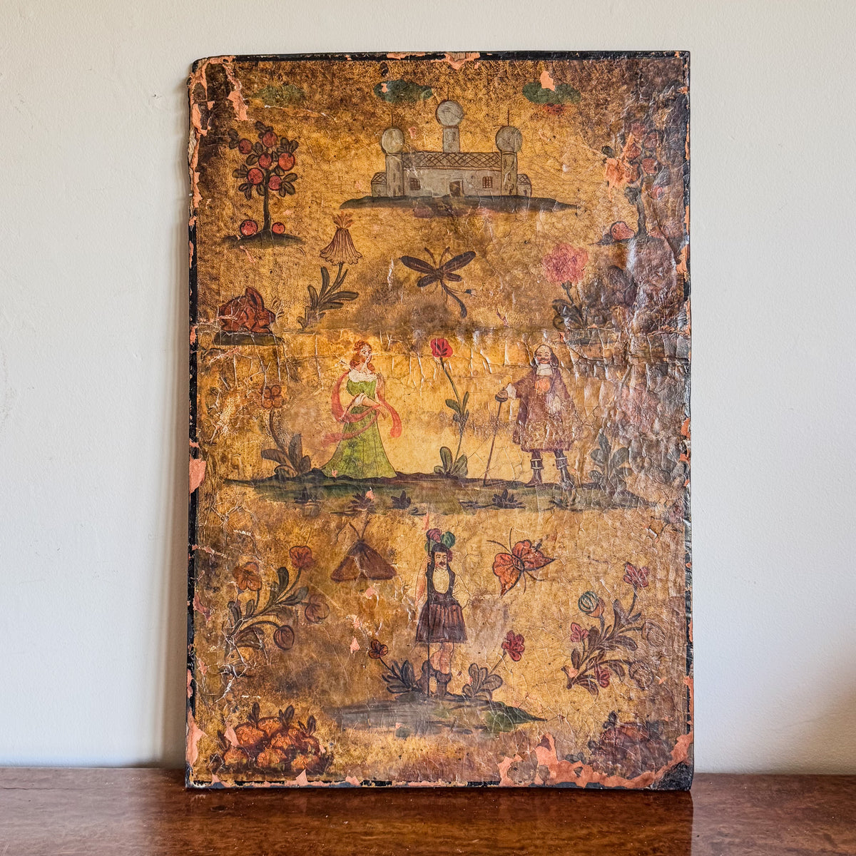 An 18th Continental Leather Marriage Panel