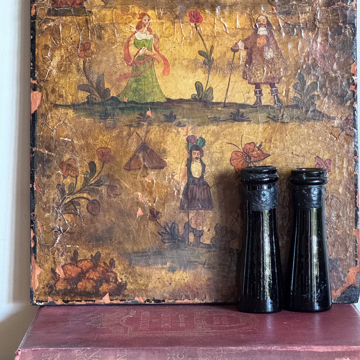An 18th Continental Leather Marriage Panel